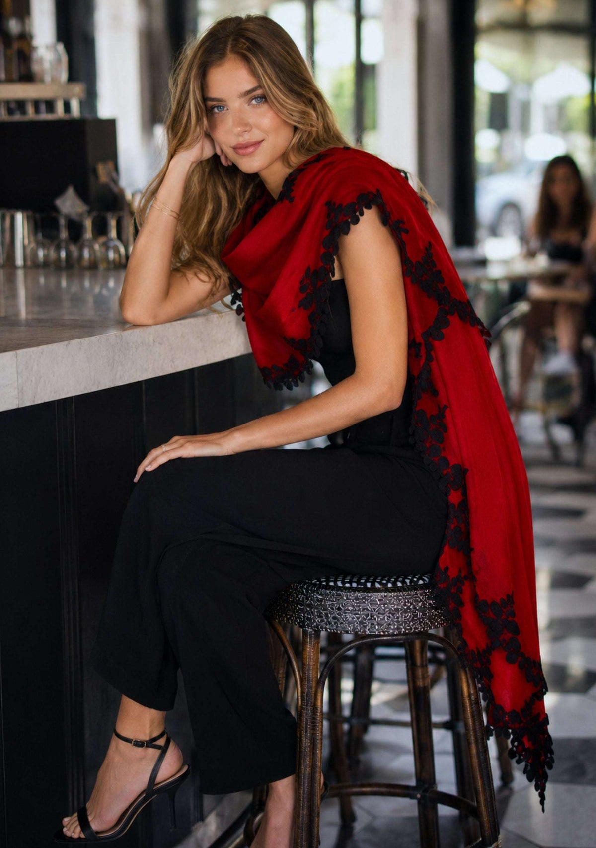 Red Silk & Wool Scarf
Black Lace