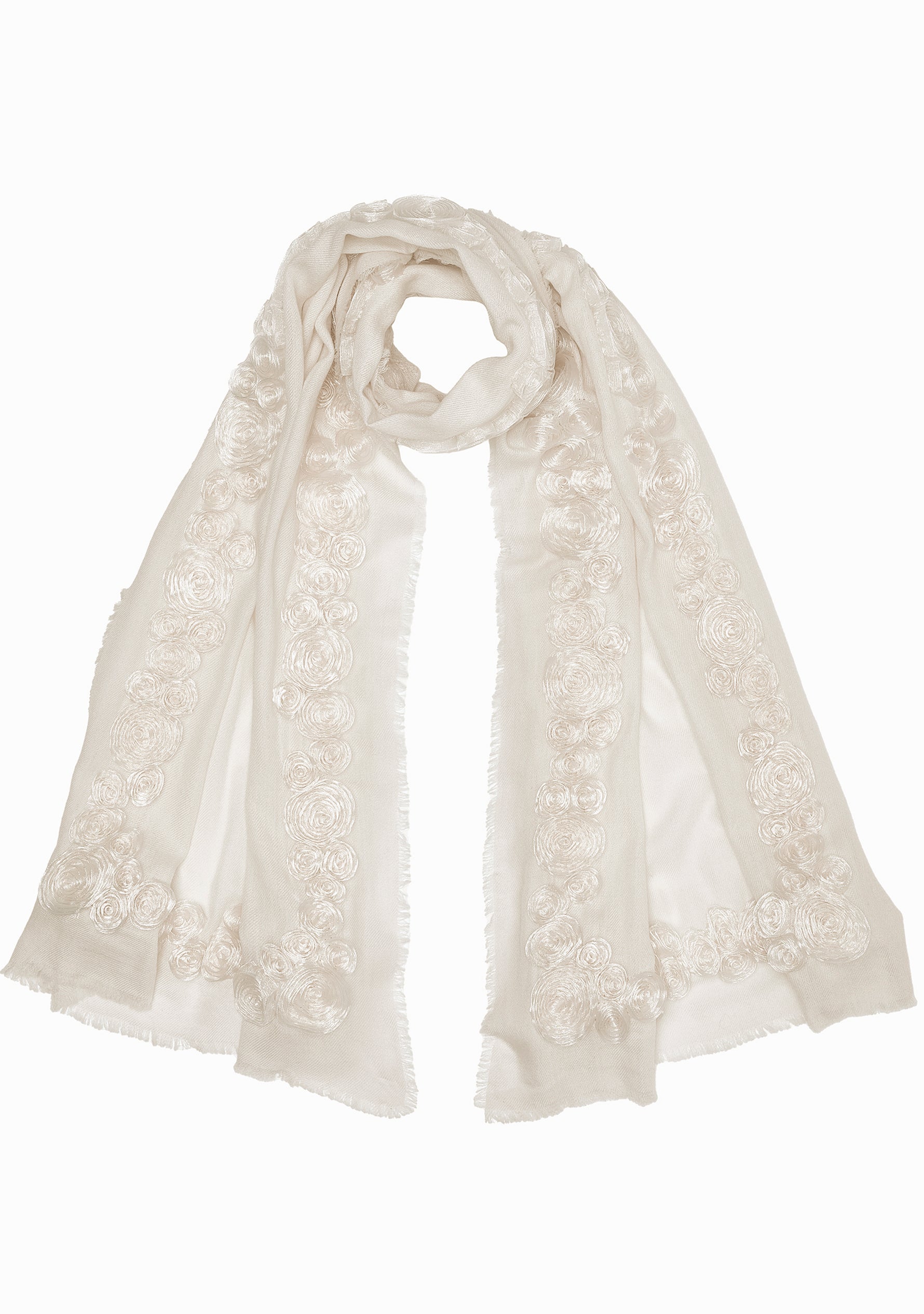 Ivory Cashmere Scarf 
Ivory Ribbon Roses