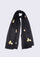 Black Wool Scarf Gold Lace
