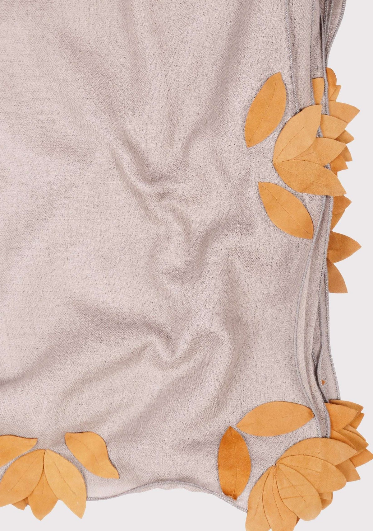 Mousse Cashmere Scarf Brown Suede Applique