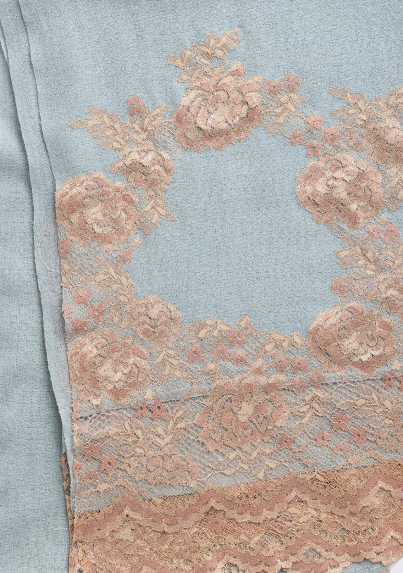 Azure Cashmere Scarf with Dual Shade Beige - Copper Chantilly Lace