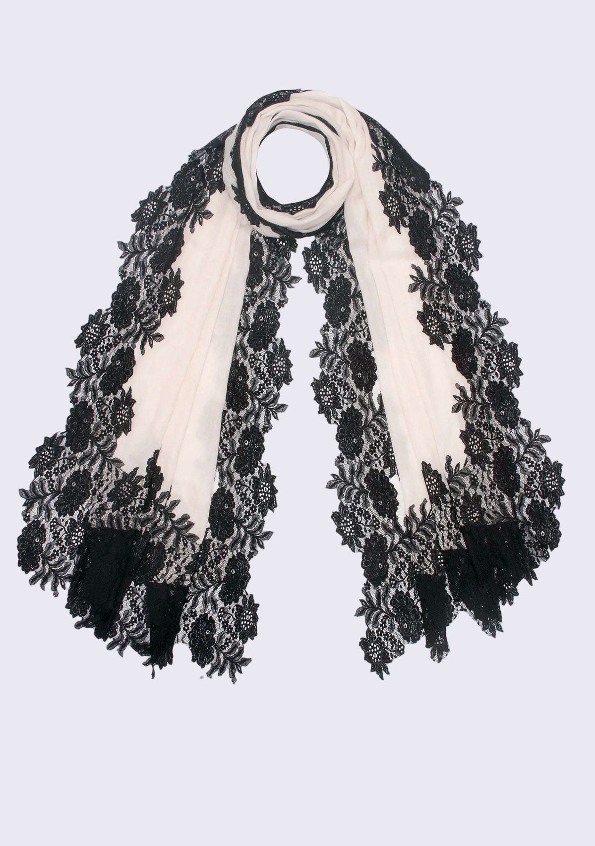 Ivory Wool & Silk Scarf
Black Lace