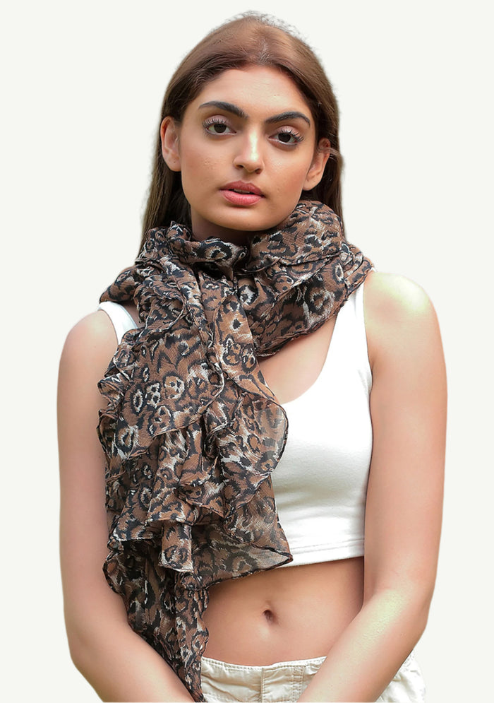 Leopard Print Georgette Elasticated Scarf