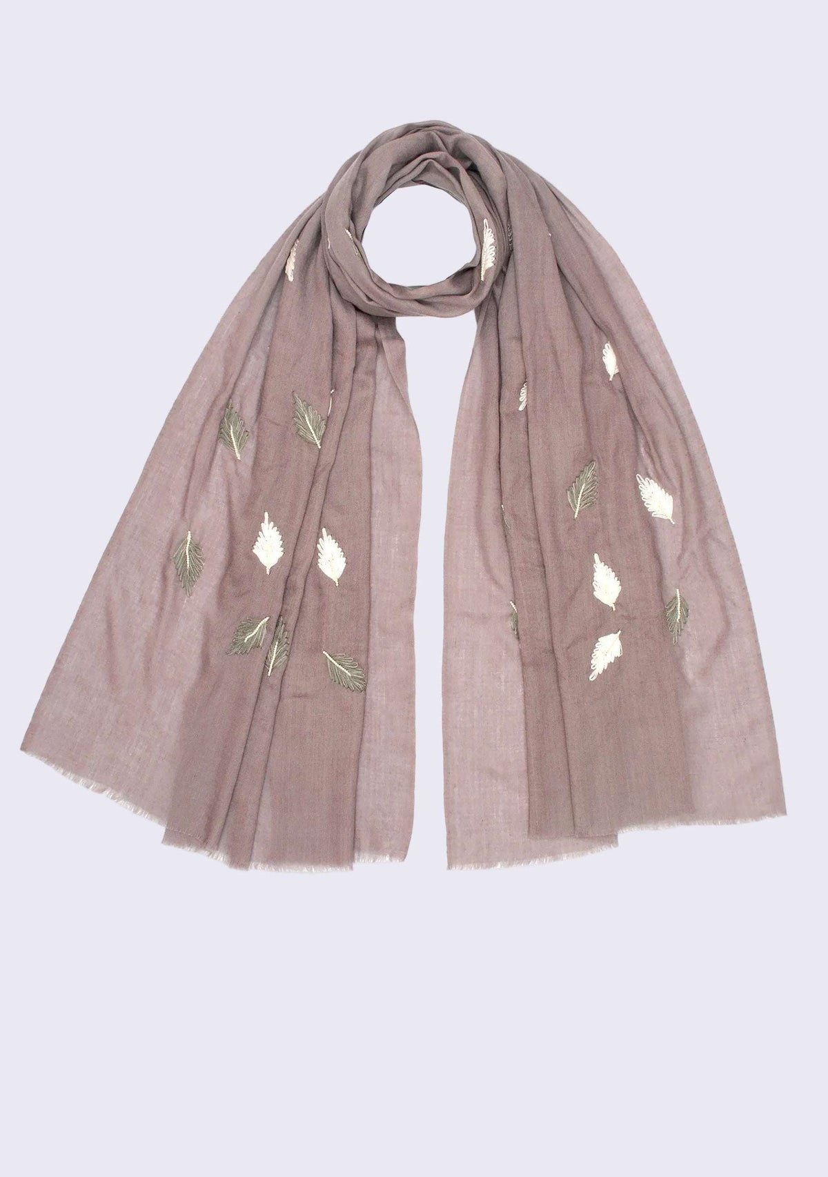 Mousse Wool & Silk Scarf
Ivory & Mousse Embroidery and Ivory Pearls