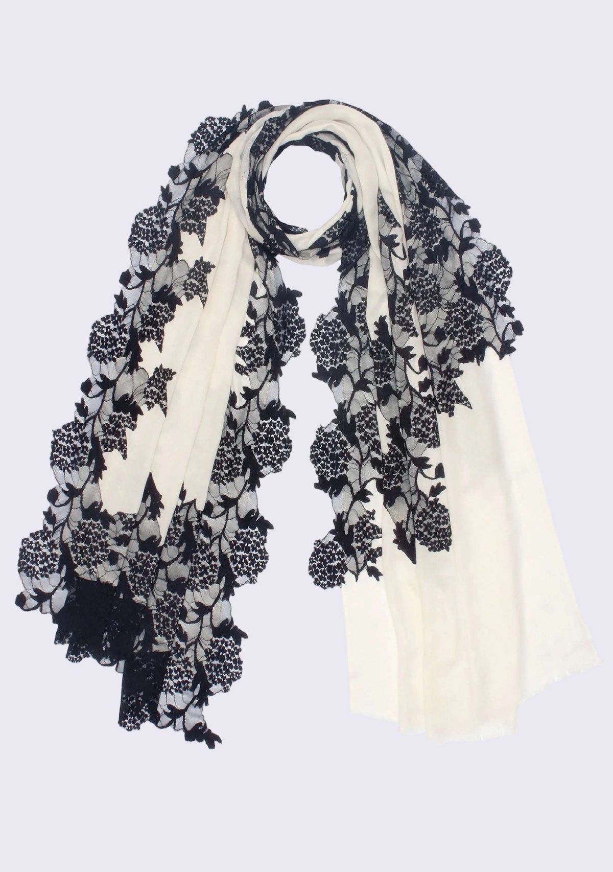Ivory Wool & Silk Scarf
Black Lace