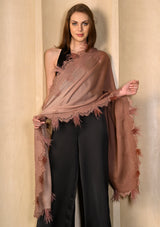 Copper Ombre Cashmere Scarf with a Dk. Copper Chantilly Lace Border & Copper Ostrich Feathers