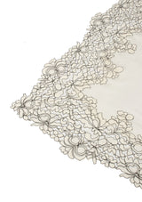 Ivory Wool & Silk Scarf with Ivory Corded Lace Applique Border