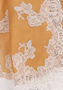 Camel Modal Scarf with an Ivory Filigree Lace Border