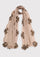 Taupe Cashmere Scarf with Mousse Suede Leather Leaf Appliqués