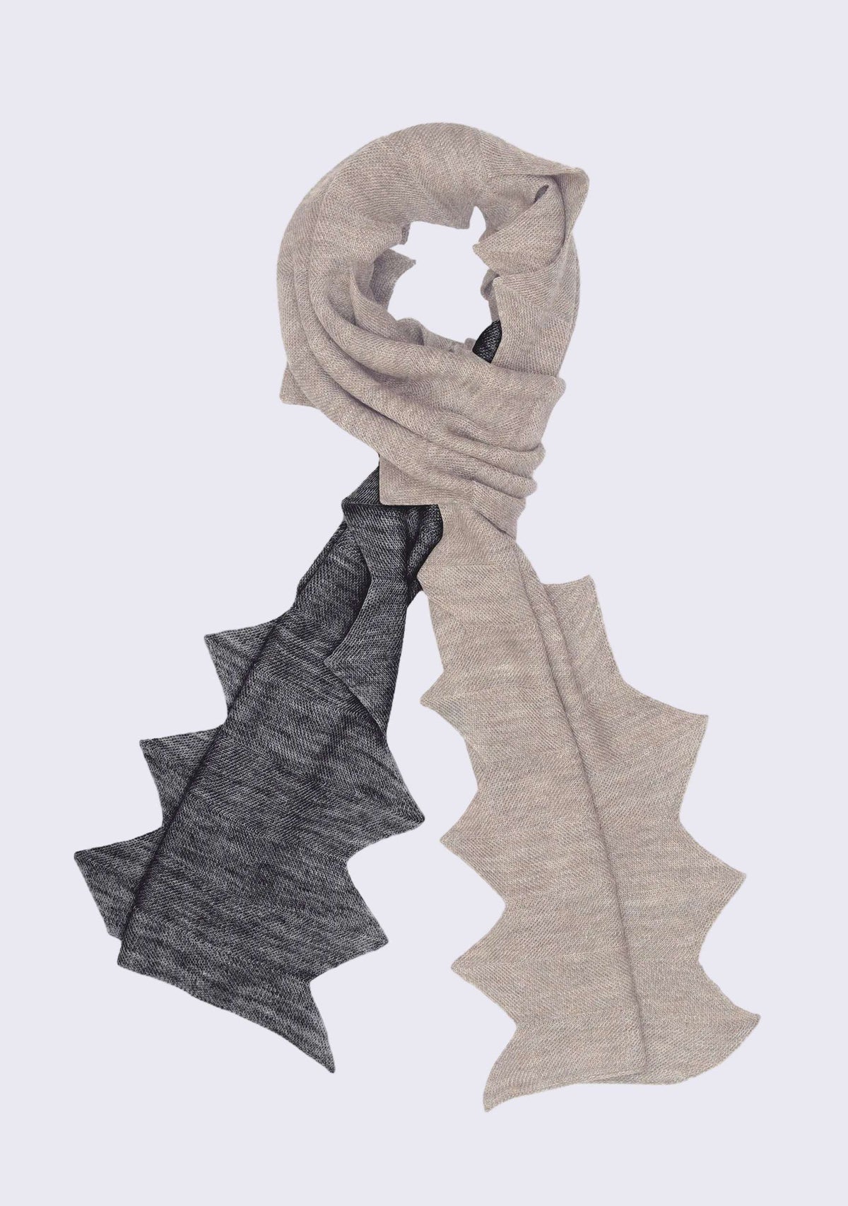 Dk. Gray & Lt. Gray Melange Wool Zig Zag Scarf