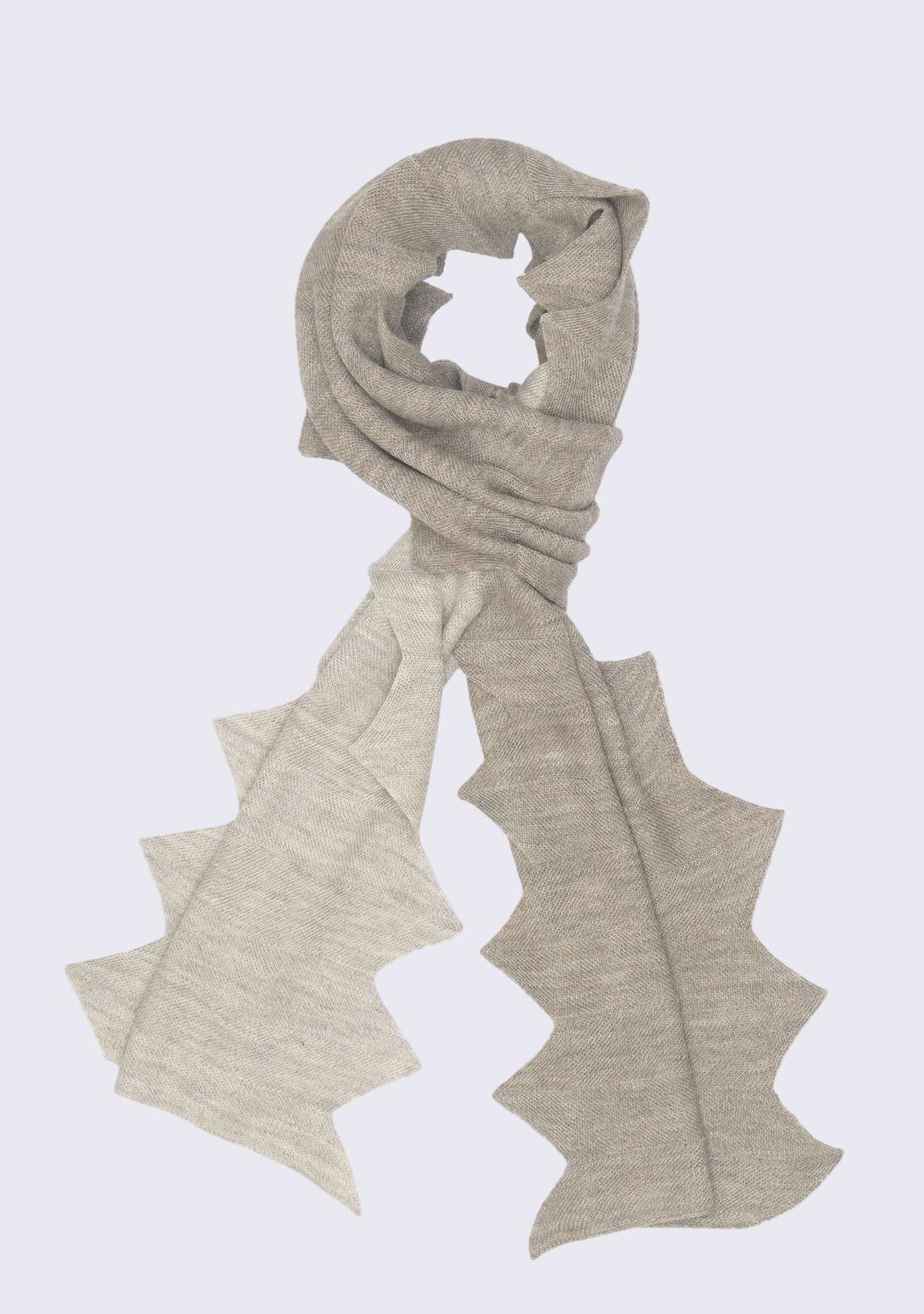 Taupe & Lt. Gray Melange Wool Zig Zag Scarf