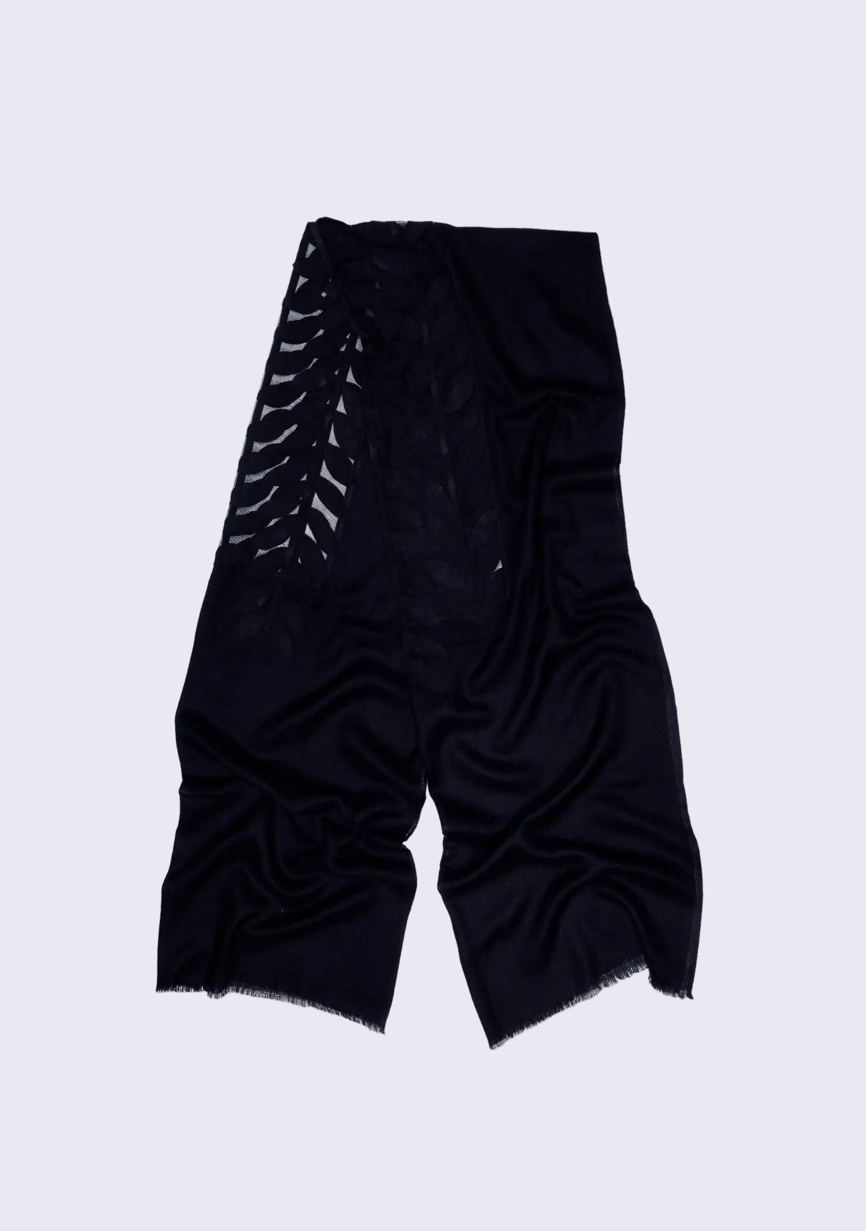 Black pants with a unique design on a white background