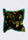 Cockatoo Print Silk Square Scarf by Maneesha Ruia featuring a vibrant cockatoo motif with lush green tropical foliage and teal border on luxurious 100% silk.