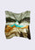 Grand Prismatic Print Silk Square Scarf by Maneesha Ruia featuring a breathtaking Yellowstone-inspired landscape print with vibrant turquoise, golden amber, ivory, olive green, and black on luxurious 100% silk.