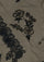 Maneesha Ruia Taupe Cashmere Scarf — black and taupe floral embroidery with black filigree lace border