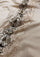 Beige cashmere scarf with beige embroidery and lace