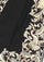 Black cashmere scarf with beige Parsi Gara embroidery and black lace