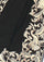 Black cashmere scarf with beige Parsi Gara embroidery and black lace