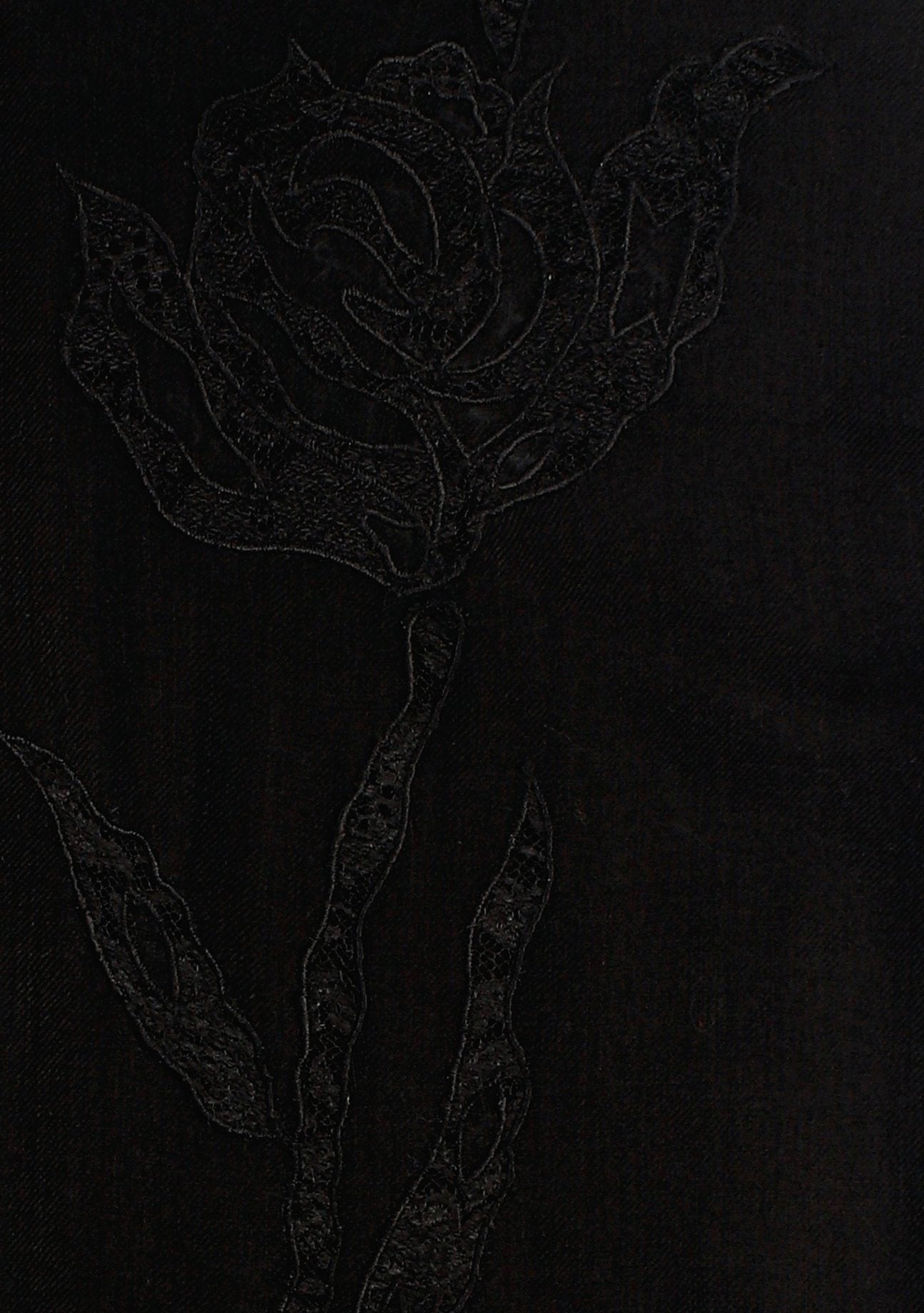 Black cashmere scarf with black lace
