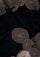 Black cashmere scarf with taupe lotus leaf appliques