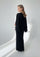 Black knitted merino wool cape with scalloped black lace and ostrich feathers