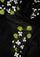 Black linen and modal scarf with hand-painted, frill and lace