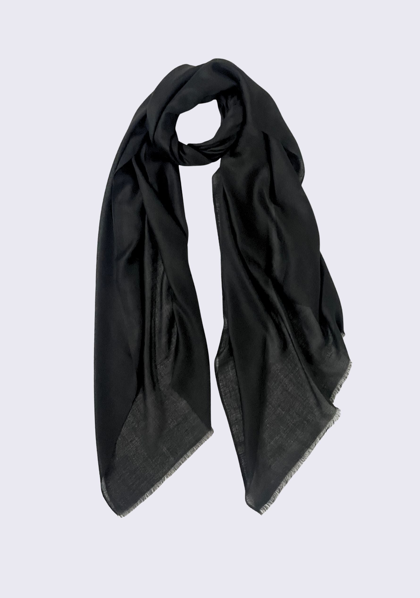Maneesha Ruia black superfine cashmere pashmina scarf, luxury designer scarf for women