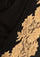 Black wool and silk scarf with dark gold lace