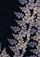 Black wool and silk scarf with mousse, dark gray and natural lace