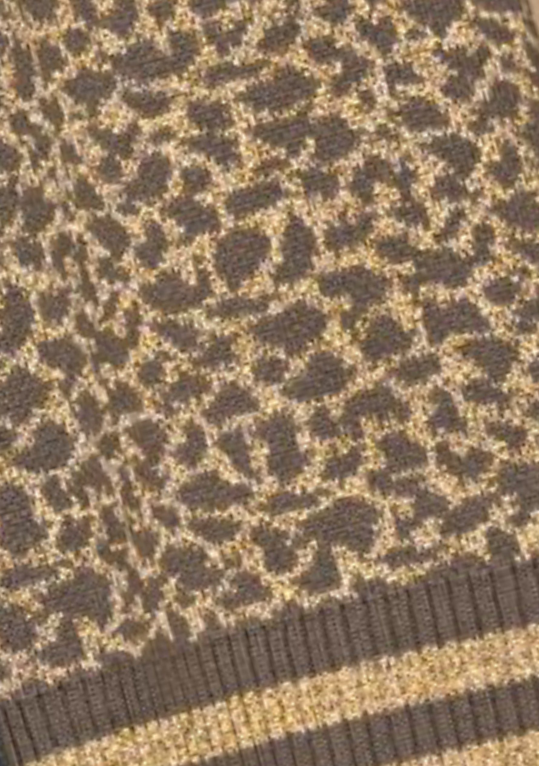 Dark olive and frappe cotton and viscose leopard jacquard scarf with dark olive and frappe