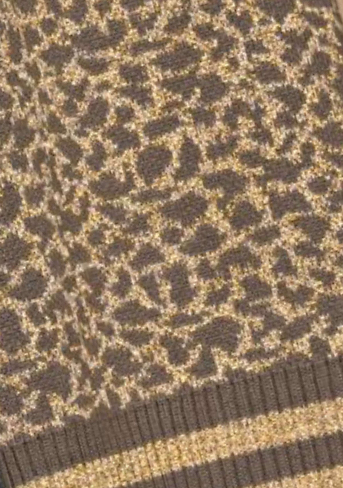 Dark olive and frappe cotton and viscose leopard jacquard scarf with dark olive and frappe