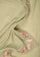 Fern green wool and silk scarf with multi-colored embroidery and fern green lace
