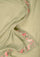 Fern green wool and silk scarf with multi-colored embroidery and fern green lace