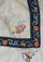 Ivory cashmere scarf with black multi-colored embroidery and black lace