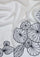 Ivory cashmere scarf with white and black lotus leaf appliques