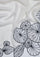 Ivory cashmere scarf with white and black lotus leaf appliques