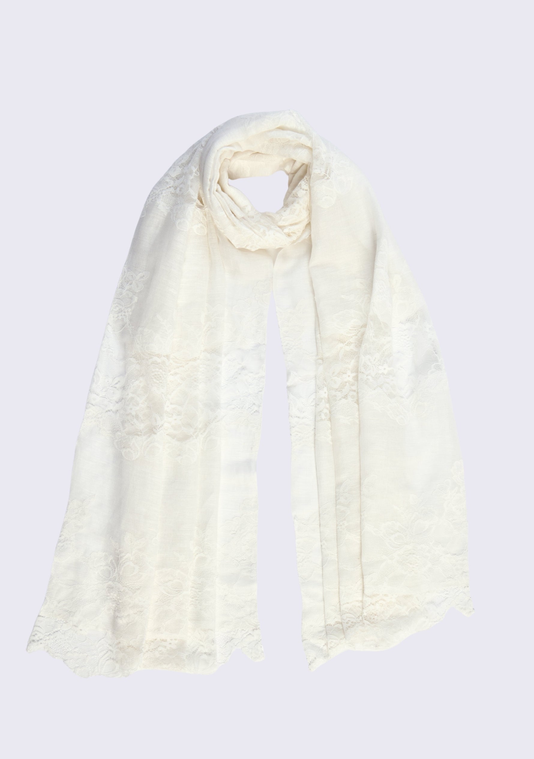 maneesha Ruia Ivory scarf on a light gray background