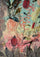 Multi print wool and silk scarf with mousse lace