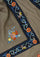 Taupe cashmere scarf with black multi-colored embroidery and black lace