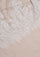 Maneesha Ruia Beige Cashmere Scarf — delicate white filigree lace on luxuriously soft cashmere
