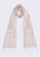Maneesha Ruia Beige Cashmere Scarf — delicate white filigree lace on luxuriously soft cashmere