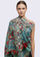 Maneesha Ruia blue print wool and silk scarf with embroidery and ivory lace, luxury designer scarf for women