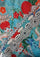 Maneesha Ruia blue print wool and silk scarf with embroidery and ivory lace, luxury designer scarf for women