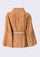 Maneesha Ruia camel color suede leather jacket with ivory embroidered belt, luxury designer outerwear for women