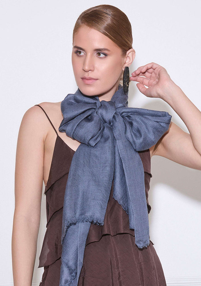 Maneesha Ruia charcoal superfine cashmere pashmina scarf, luxury designer scarf for women