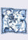 Maneesha Ruia Denim Jacobean Print Silk Square Scarf — botanical print with denim lace border in silk twill