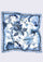 Maneesha Ruia Denim Jacobean Print Silk Square Scarf — botanical print with denim lace border in silk twill