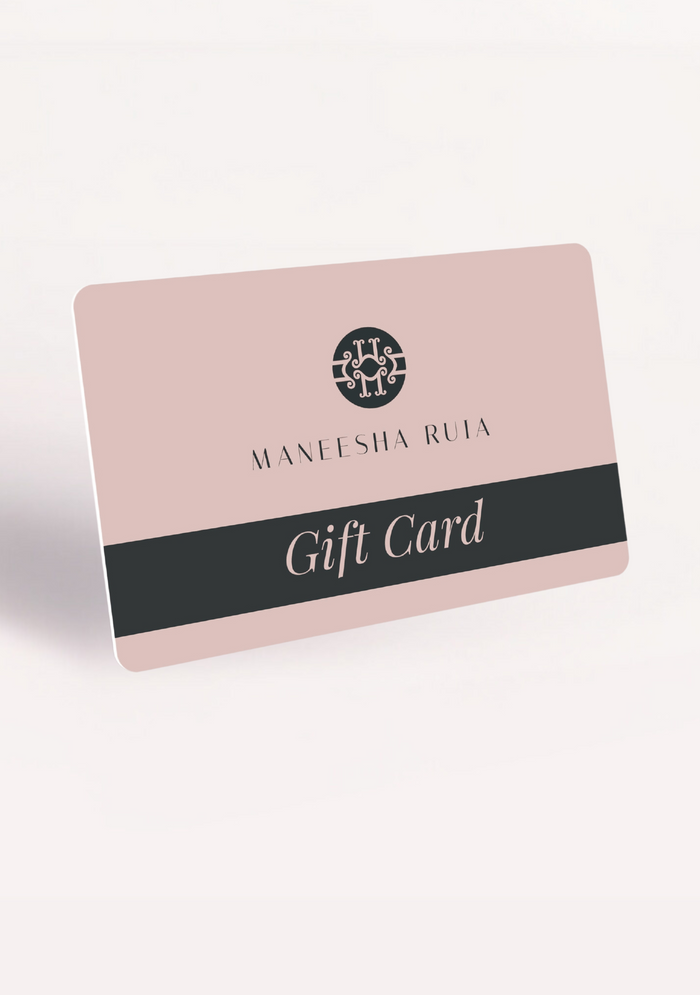 Maneesha Ruia Gift Card for luxury handcrafted scarves, jewelry and elegant accessories, perfect gift for every occasion