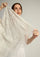 Maneesha Ruia ivory cashmere bridal scarf with white lace and sequins, luxury wedding scarf for brides