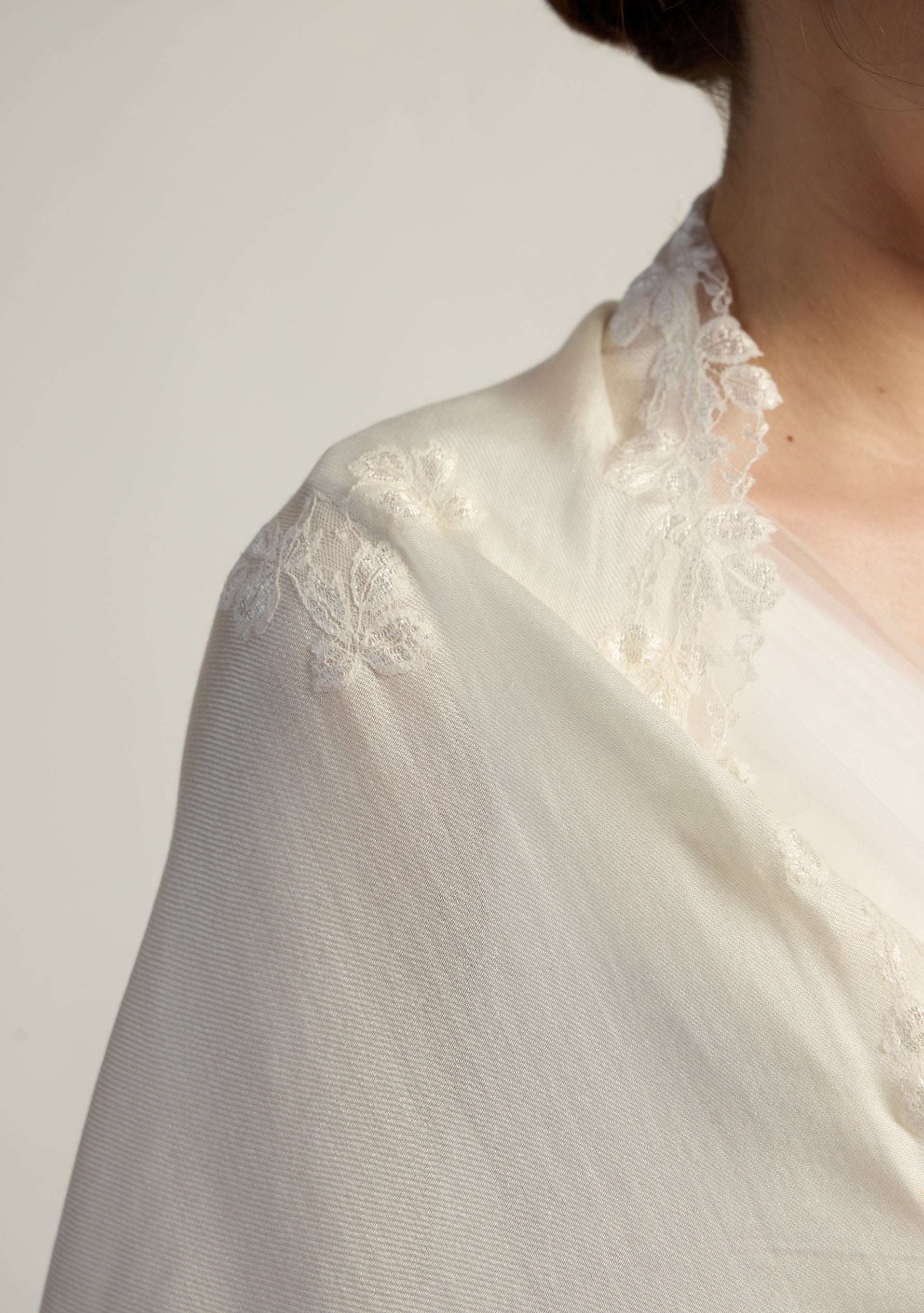 Maneesha Ruia ivory modal bridal scarf with ivory lace, luxury lightweight wedding scarf for brides